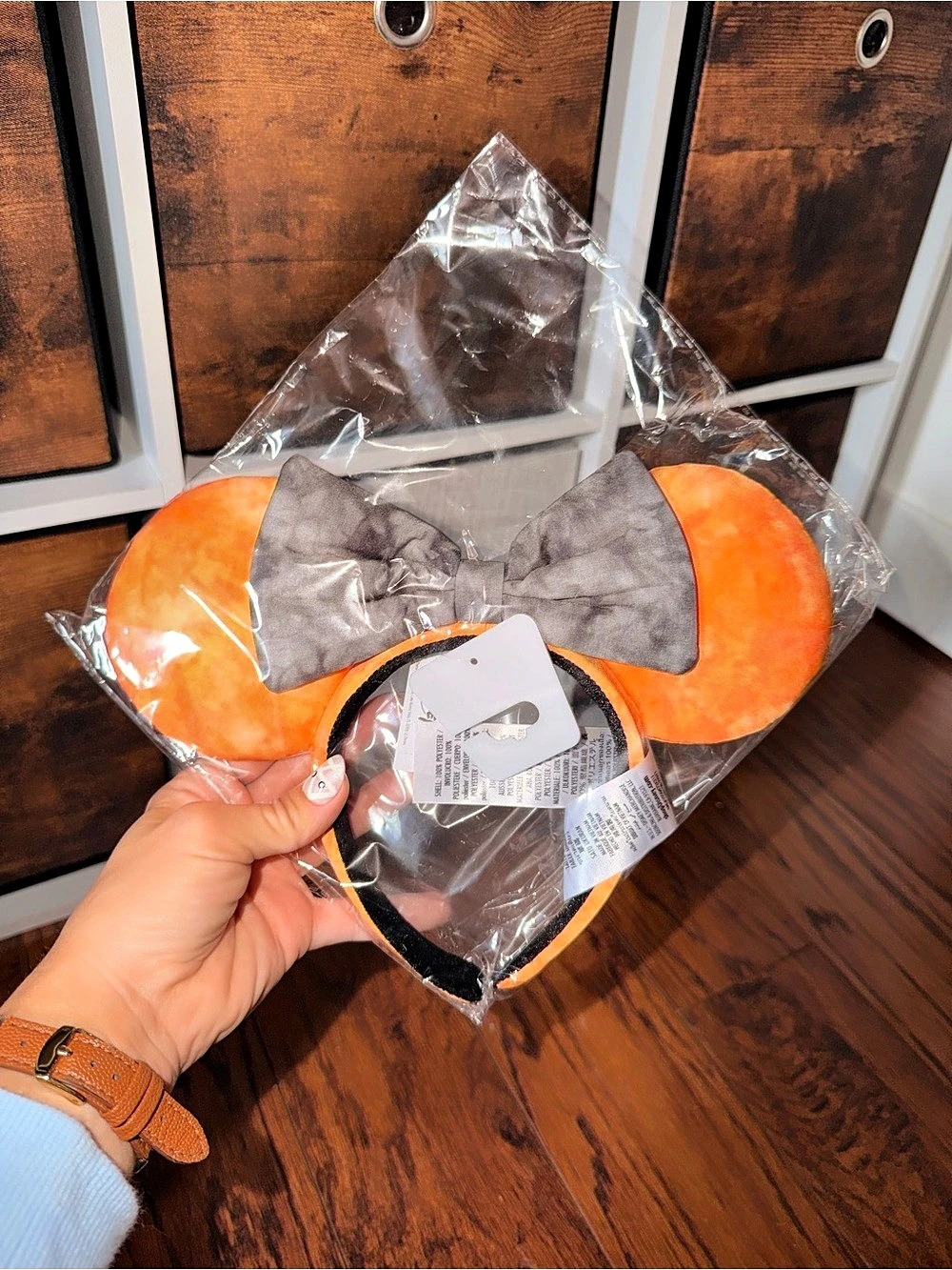 Disney Orange and Black Tie-Dye Halloween Minnie Mouse Ear Headband Orange